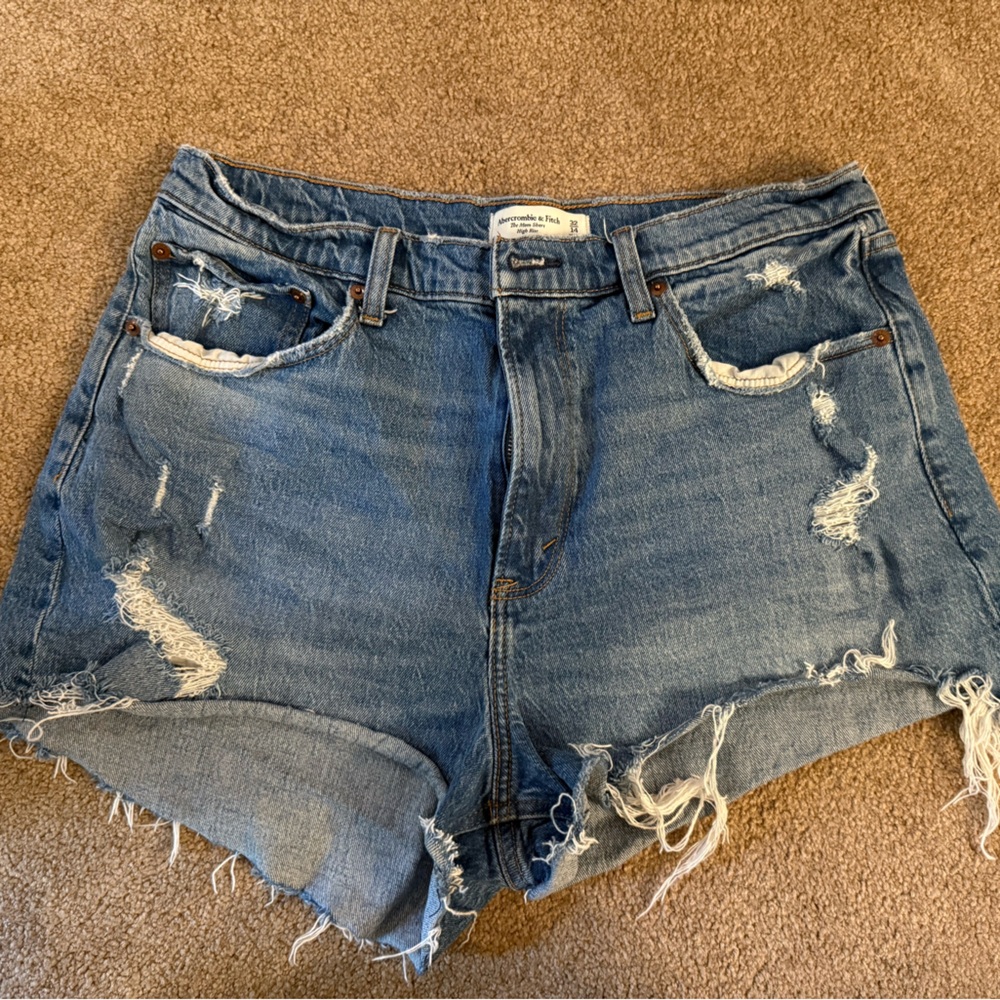 Abercrombie & Fitch Light Blue Ripped Jean Shorts